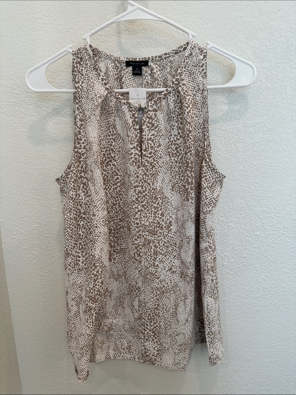 Ann Taylor Neutral Snake-Print Sleeveless Shell